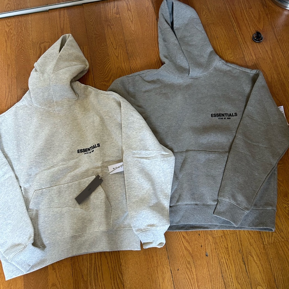 Essentials Heather Grey Chest Logo Hoodie